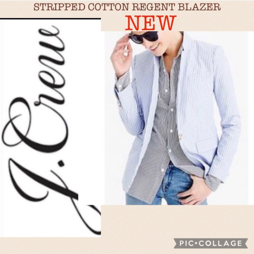 NEW J.CREW STRIPED COTTON REGENT BLAZER 4/ new condition